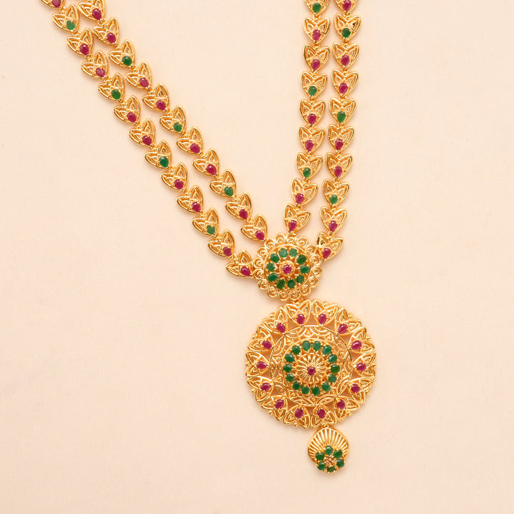 Dual Tone Heart Long Gold Plated Necklace
