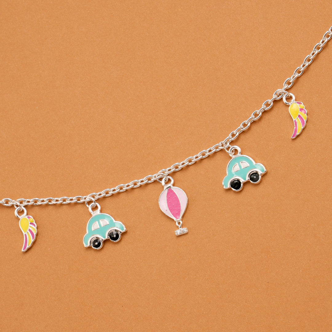 Tiny Car Hot Air Balloon Silver Baby Bracelet