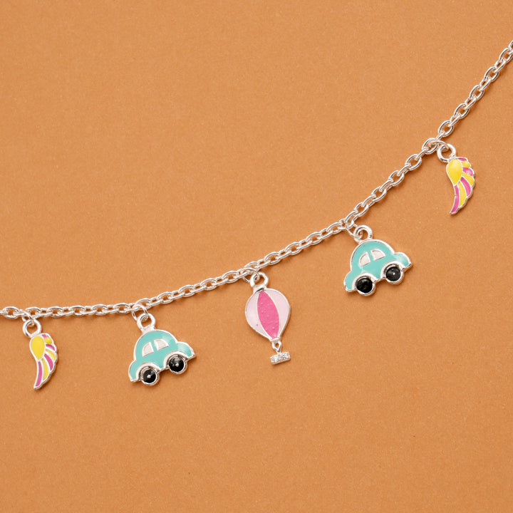 Tiny Car Hot Air Balloon Silver Baby Bracelet