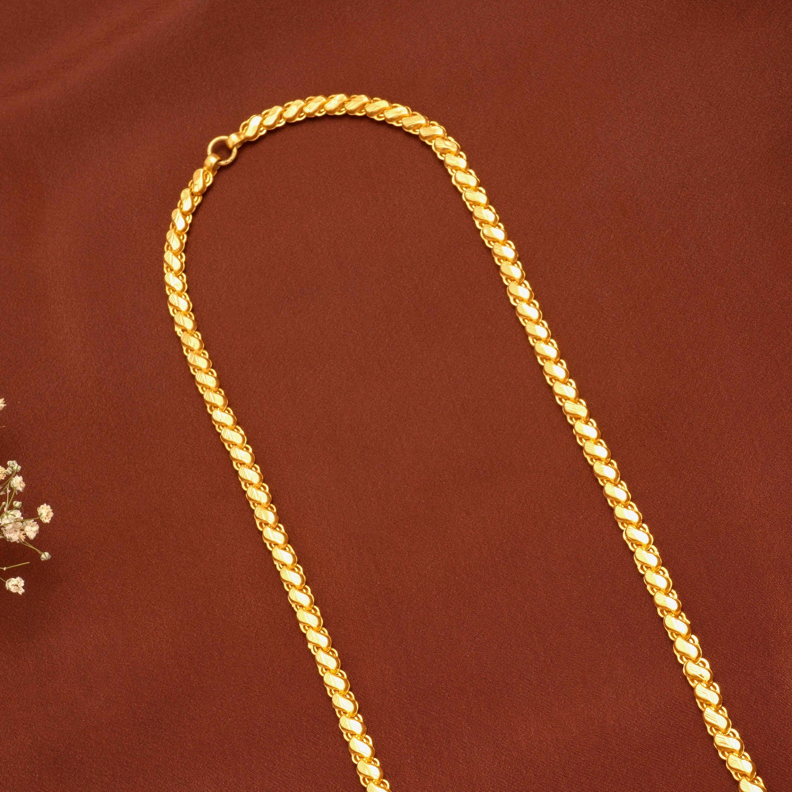 Premium Lotus Pattern Gold Chain for Men