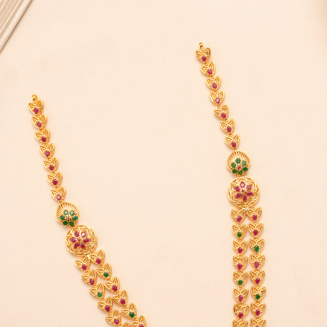 Dual Tone Heart Long Gold Plated Necklace