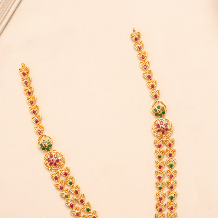Dual Tone Heart Long Gold Plated Necklace