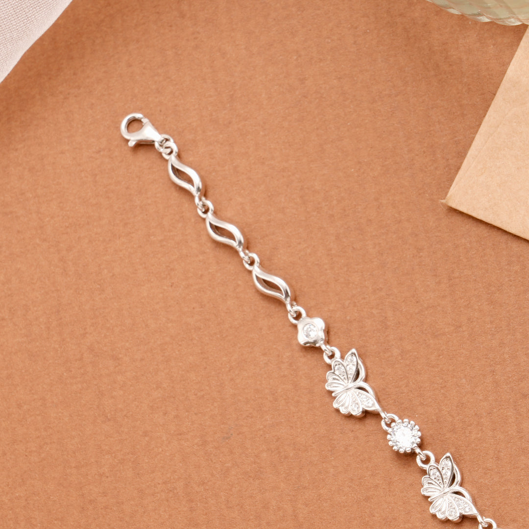 Layer Butterfly Stone Silver Women’s Bracelet