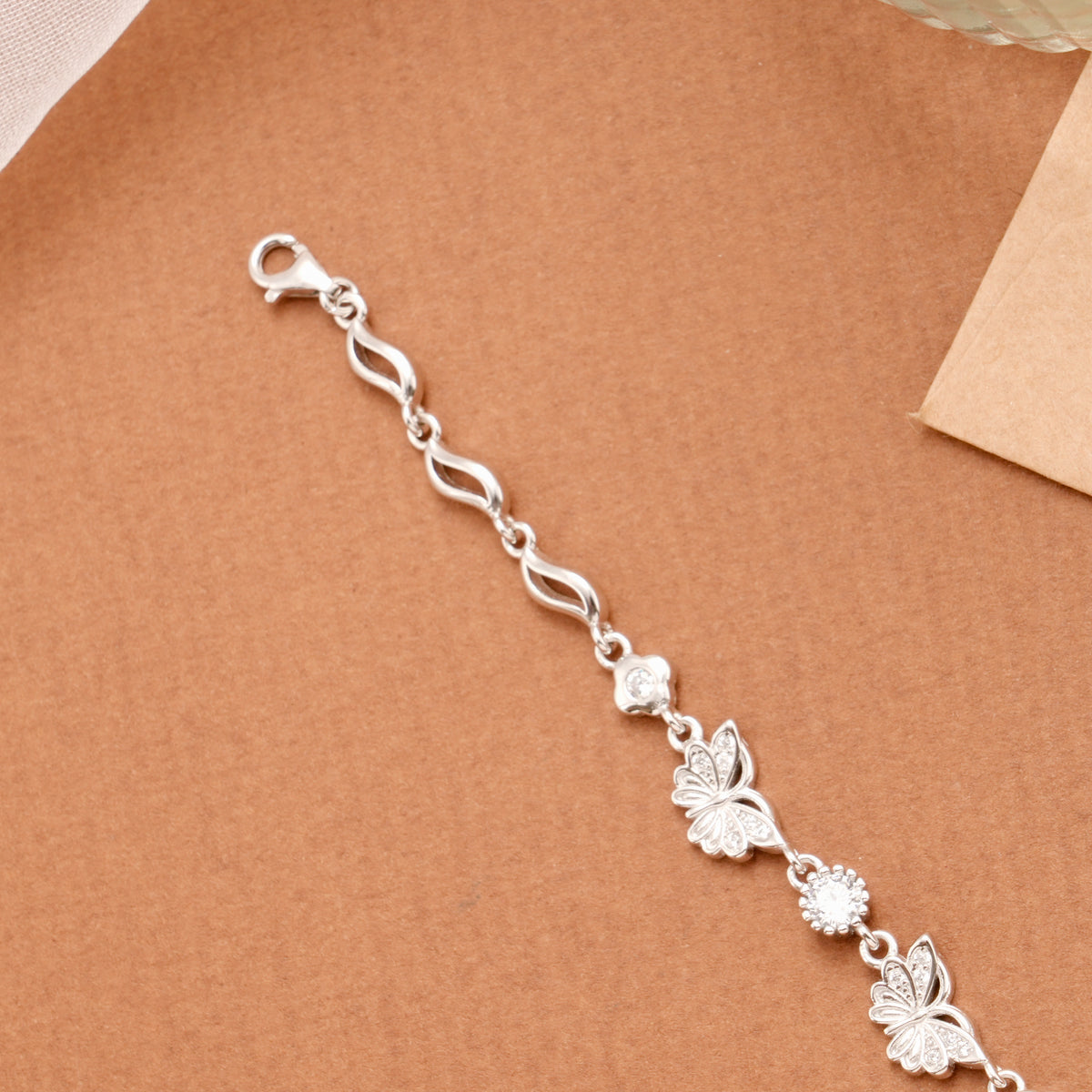 Layer Butterfly Stone Silver Women’s Bracelet