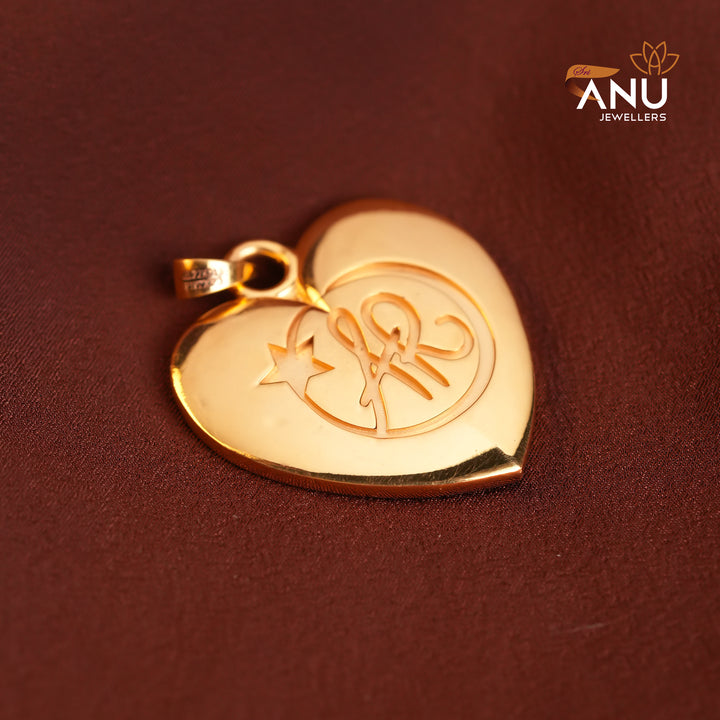 Gold Customized Heart Thali Pendant with Engraved Monogram and Star
