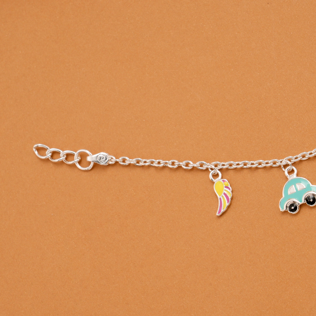 Tiny Car Hot Air Balloon Silver Baby Bracelet