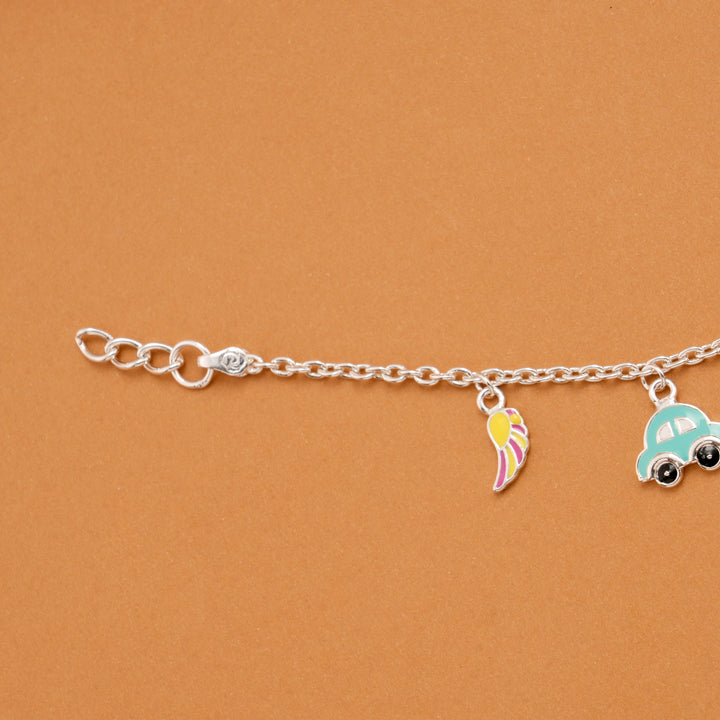 Tiny Car Hot Air Balloon Silver Baby Bracelet