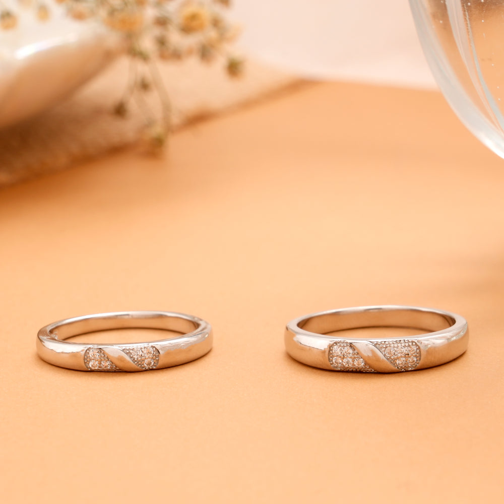 Unique Dual Design Silver Couple Rings