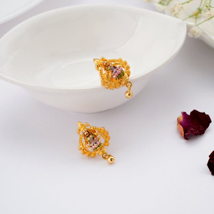 Devotional Lakshmi Nagas Golden Drop Earring