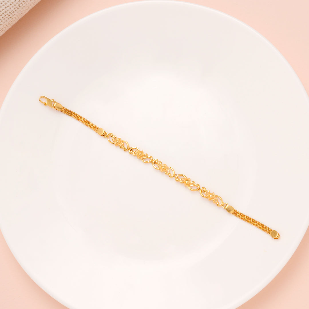 Minimal Square Shape Floral Gold Bracelet