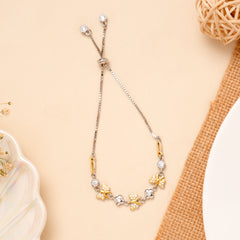 Dual-Tone Butterfly Design Silver Bracelet