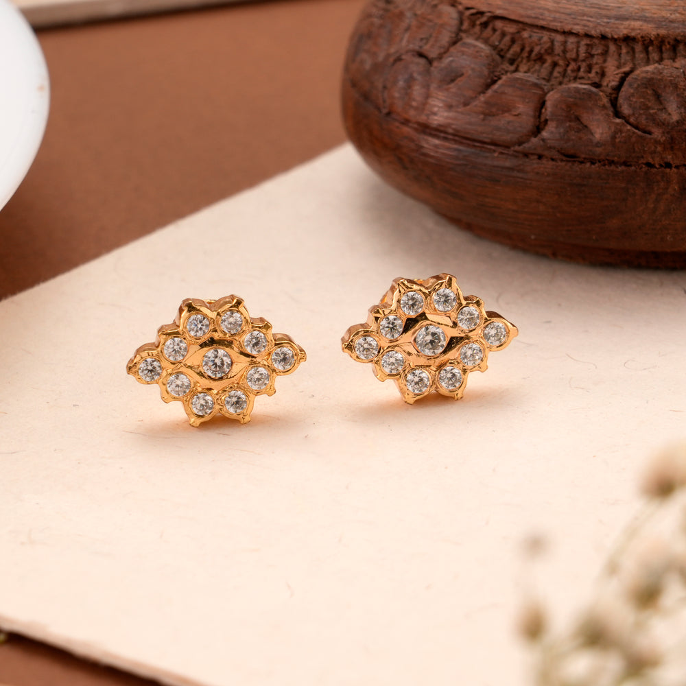 Gold Plated White Stone Stud