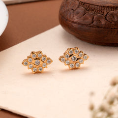 Gold Plated White Stone Stud
