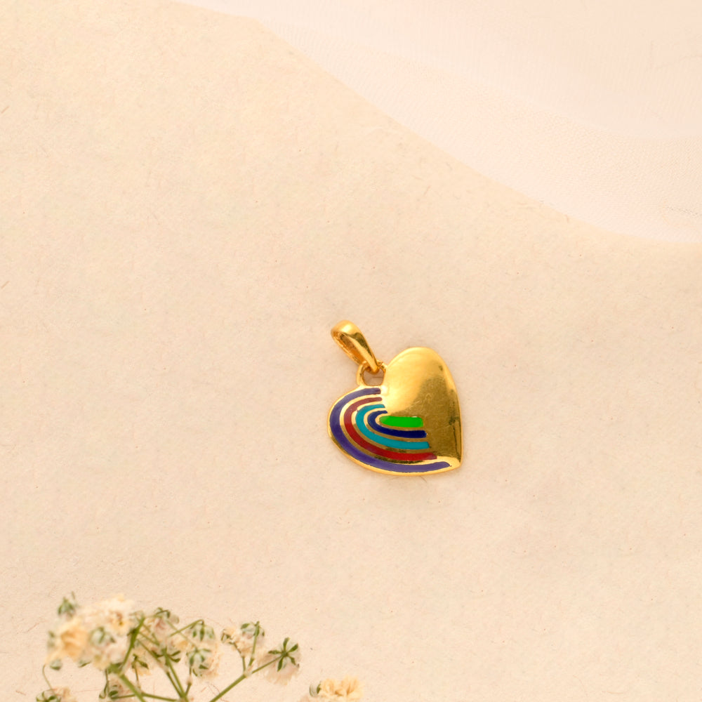 Rainbow Enamel Heart Golden Pendant