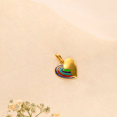 Rainbow Enamel Heart Golden Pendant
