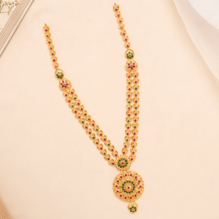 Dual Tone Heart Long Gold Plated Necklace