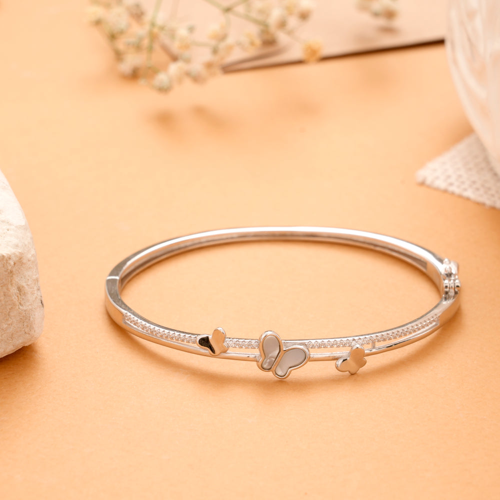 Mother of Pearl Butterfly Silver Bracelet