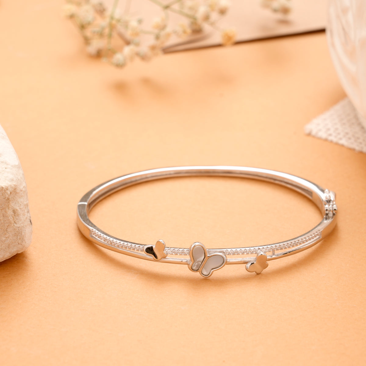 Mother of Pearl Butterfly Silver Bracelet