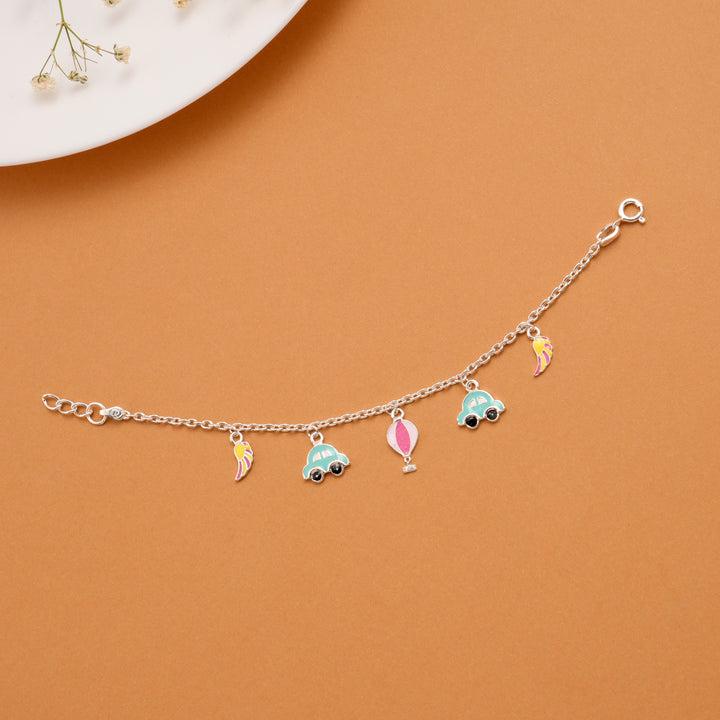 Tiny Car Hot Air Balloon Silver Baby Bracelet