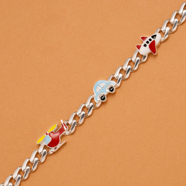 Charm Airplane Car Helicopter Silver Baby Bracelet