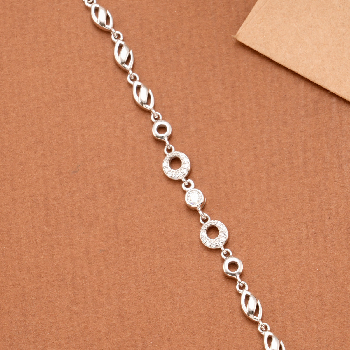 Round Shape Stone Silver Women’s Bracelet