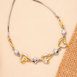 Tiny Twin Tone Floral Pattern Heart Bracelet