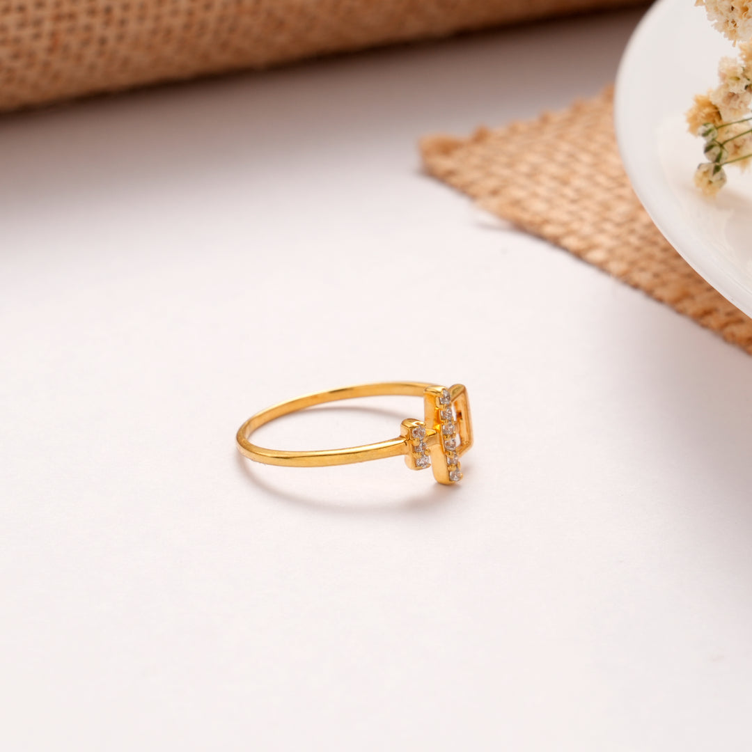 Minimal Luxury White Stone Golden Ring