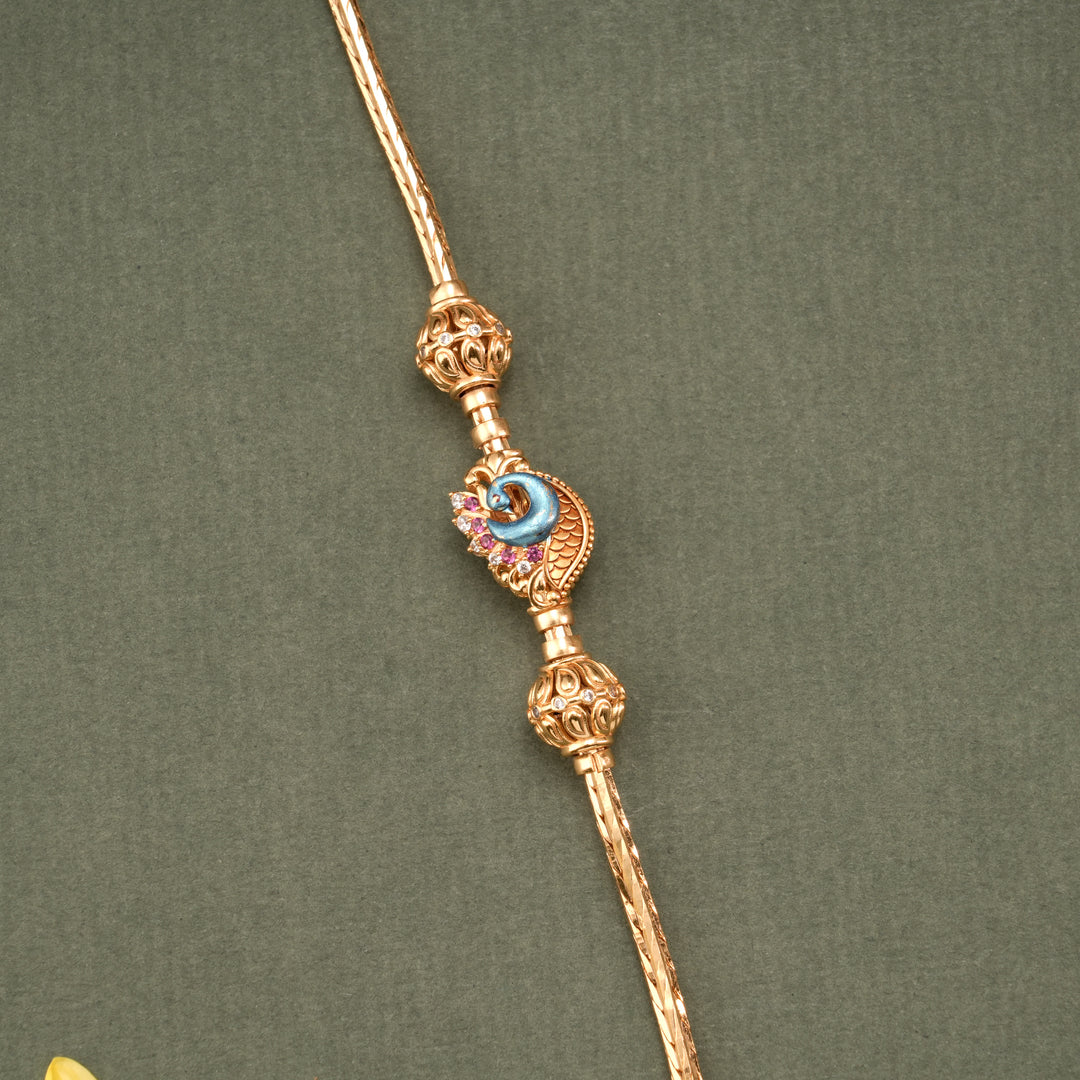 Peacock Enamel Gold Plated Mugappu Chain