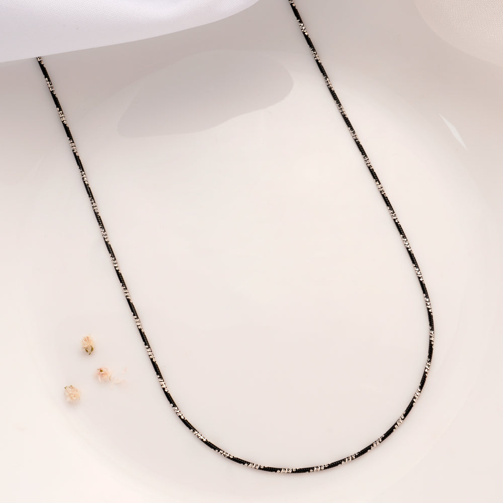 Black and White Silver Rope Chain