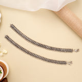 Antique Heritage Round Ball Silver Anklet