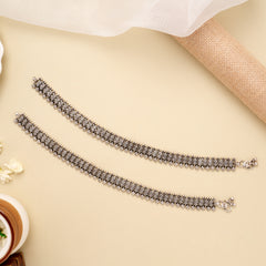Antique Heritage Round Ball Silver Anklet