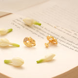 Pretty Petal Leaf Design Golden Stud