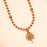 Antique Lakshmi with Ruby Pendant Silver Necklace