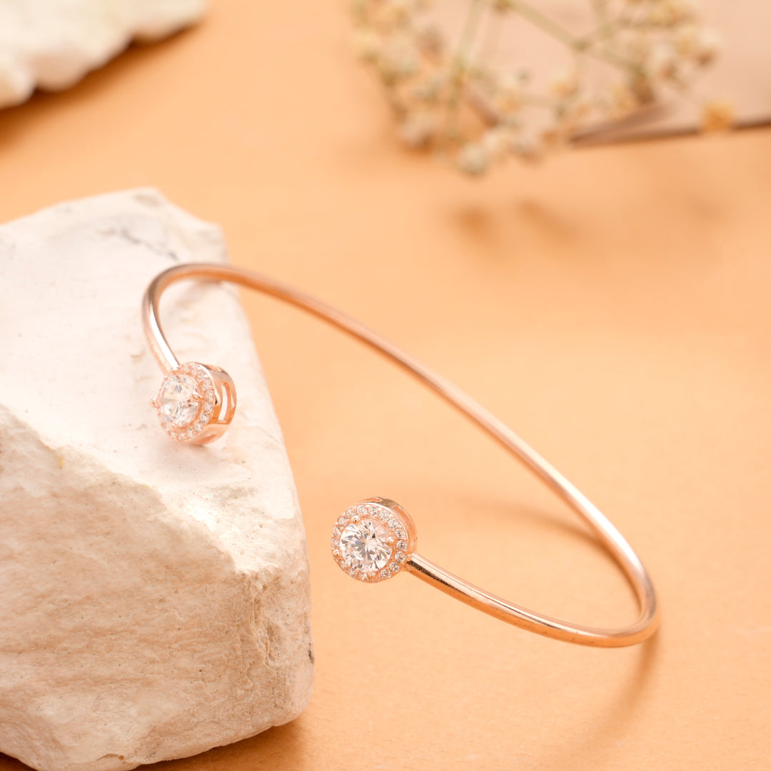 Elegant Circle Design Silver Rose Gold Kada