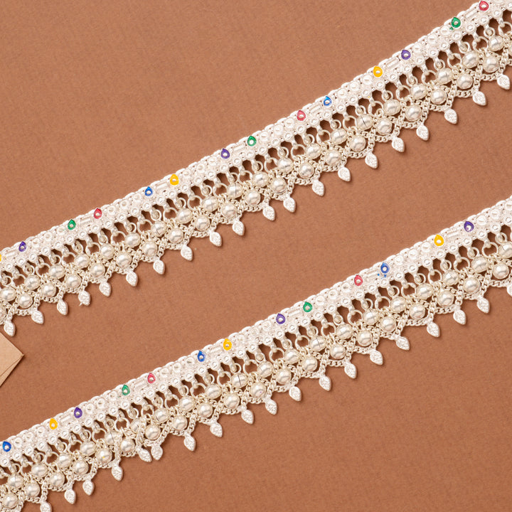 Enamel Link Band Salangai Silver Anklet
