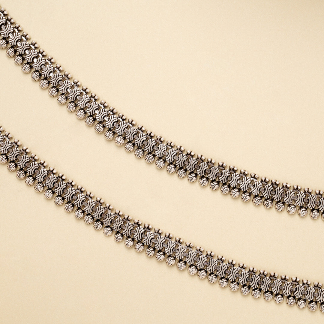 Antique Heritage Round Ball Silver Anklet