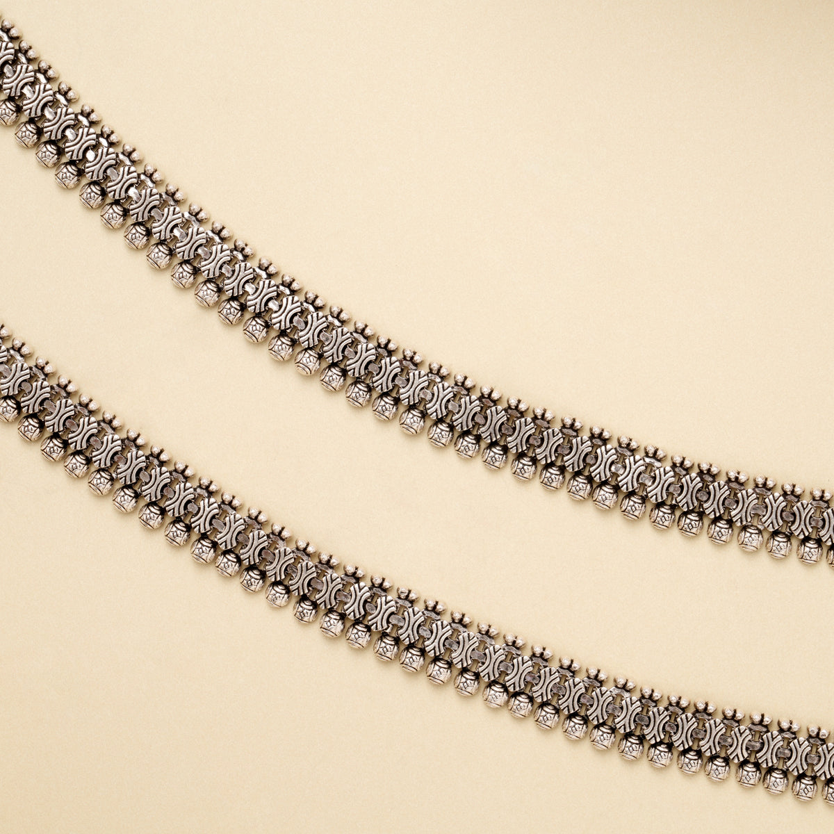 Antique Heritage Round Ball Silver Anklet
