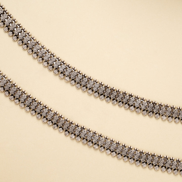 Antique Heritage Round Ball Silver Anklet