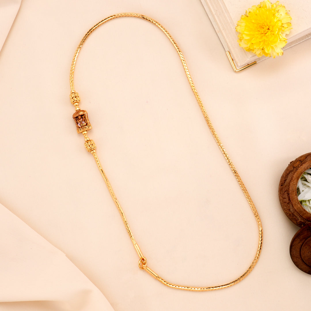 Elegant Lakshmi Nagas Silver Mugappu Chain