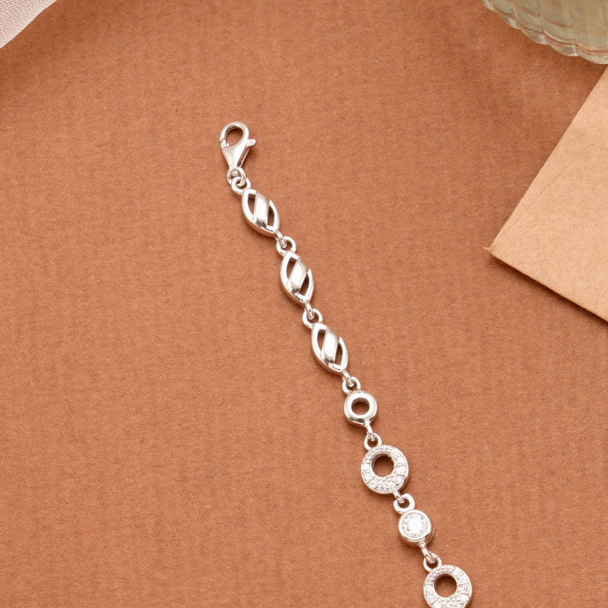 Round Shape Stone Silver Women’s Bracelet