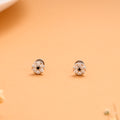 Minimal White with Dark Blue Stone Silver Stud