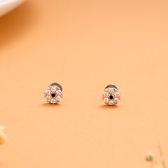 Minimal White with Dark Blue Stone Silver Stud