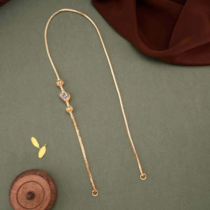 Peacock Enamel Gold Plated Mugappu Chain