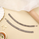 Antique Heritage Round Ball Silver Anklet