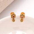 Antique Ruby Geometric Golden Earrings