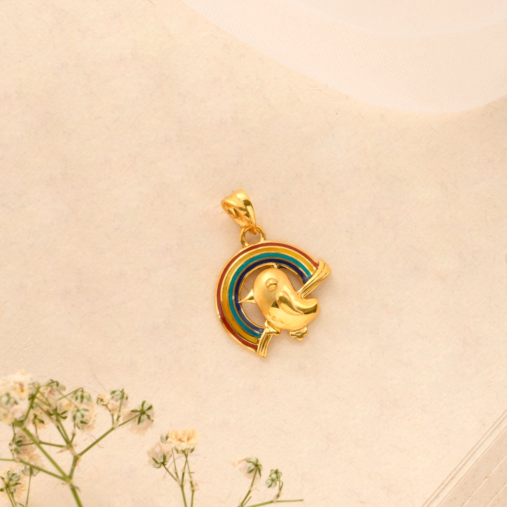 Tiny Colourful Rainbow Golden Pendant