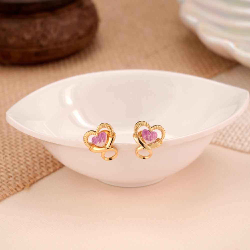 Infinity Heart Design Enamel Golden Stud
