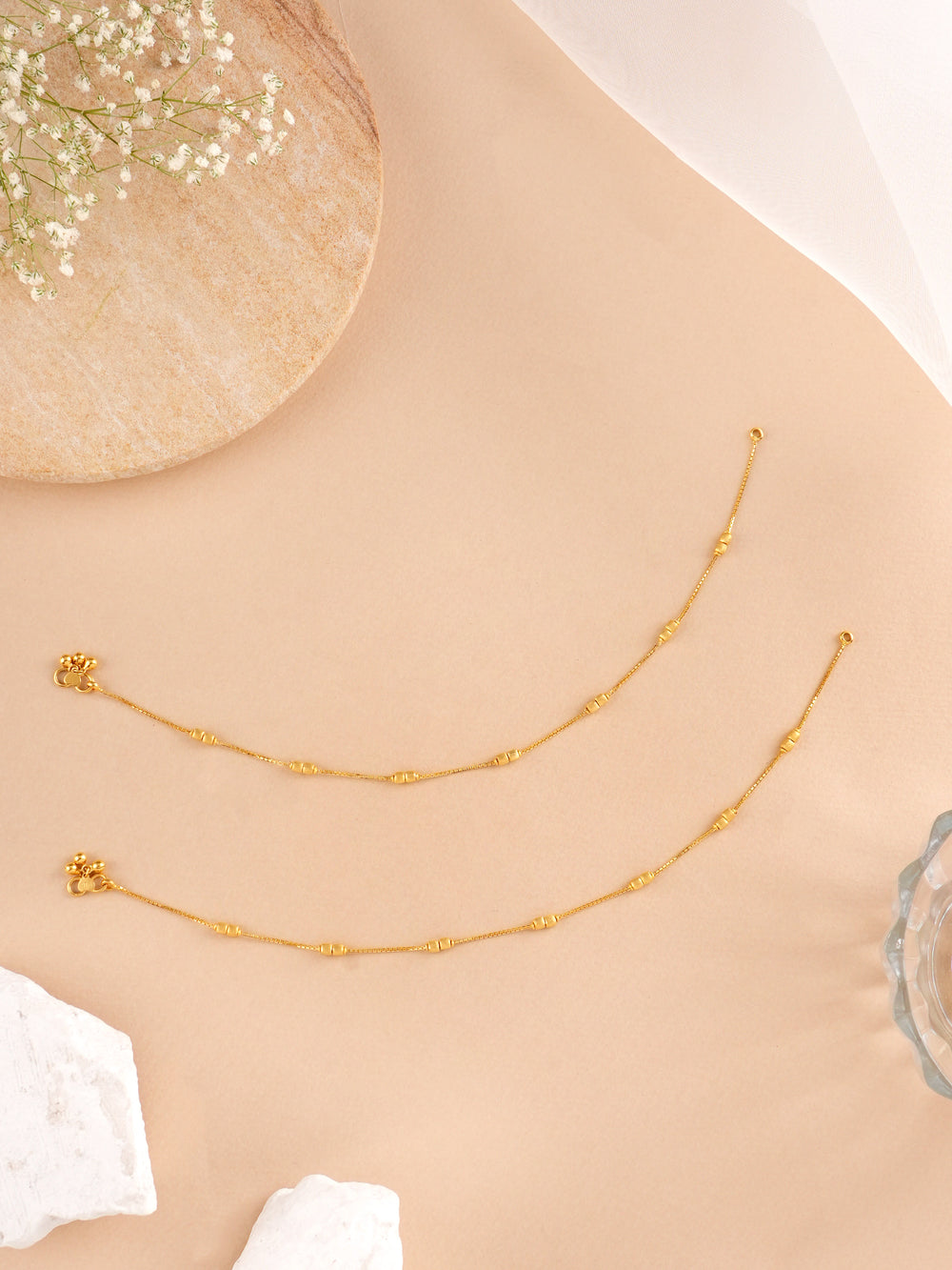 Fashionable Square Balls Gold Anklet