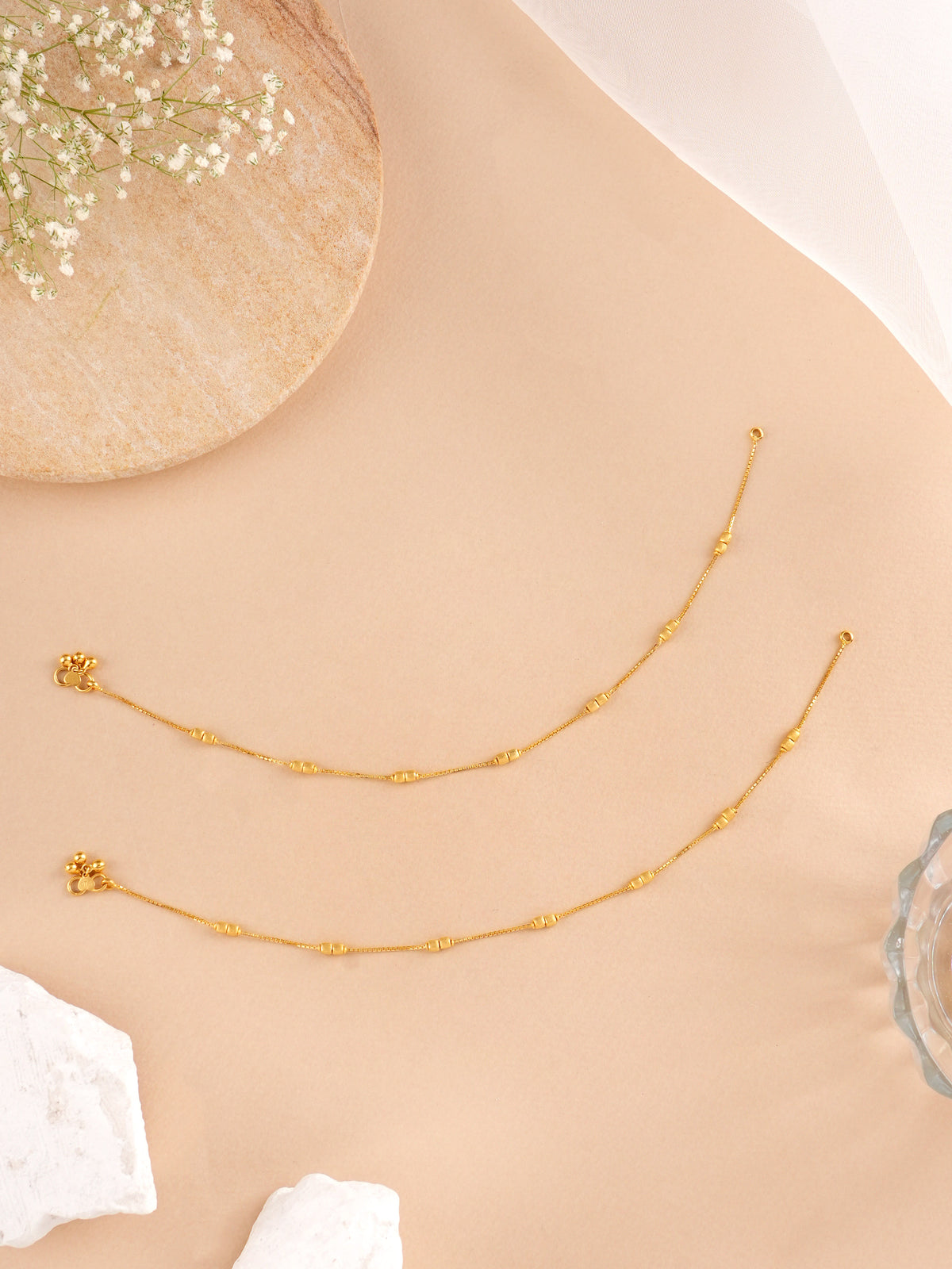 Fashionable Square Balls Gold Anklet
