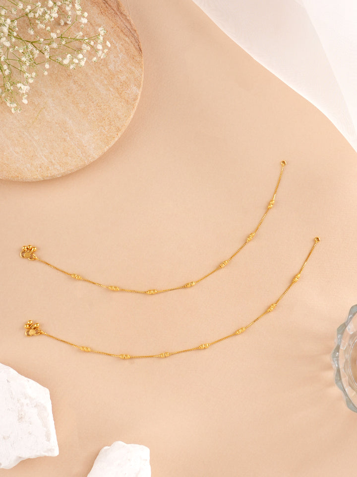 Fashionable Square Balls Gold Anklet